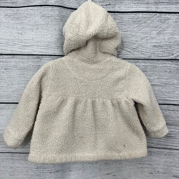 Baby Gap Sherpa Hooded Jacket With Wooden Buttons & Pockets, Size 6-12m - Picture 2 of 3